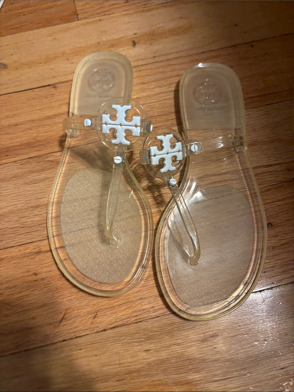 Tory Burch Clear Jelly Miller Thong Sandals with White Logo
